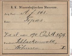 Etiketten zu Topas (NHMW-MIN-Af868)